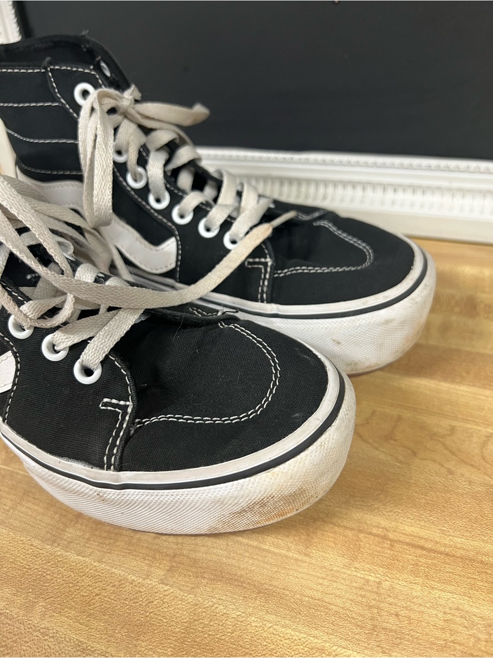 Vans Black and White Platform Sk8-Hi Sneakers - Picture 3 of 9